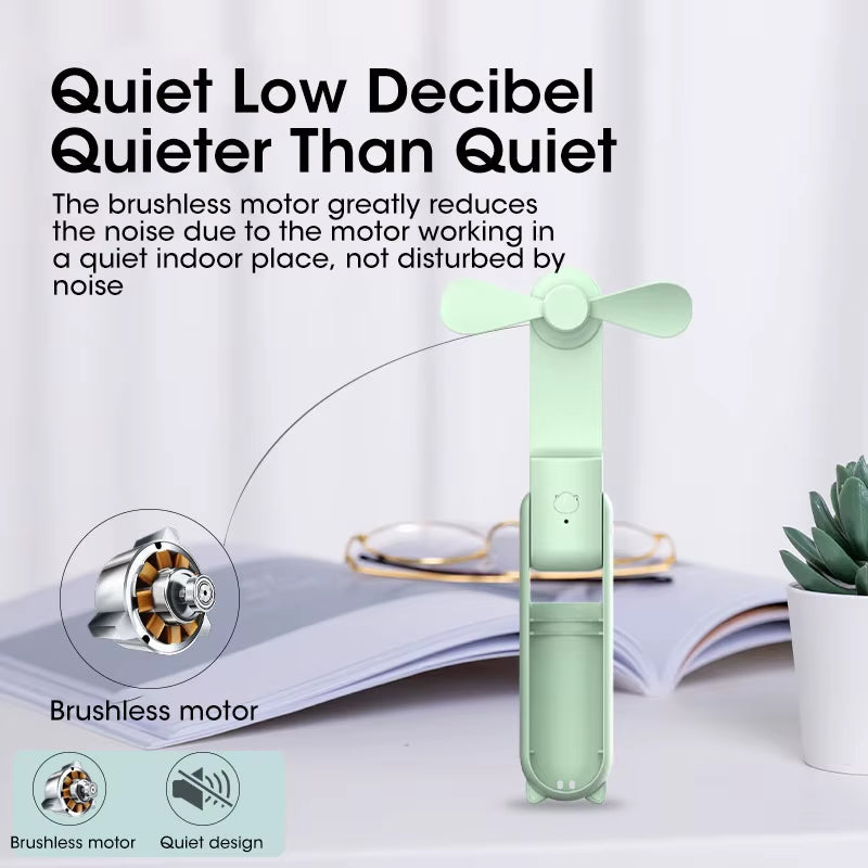 2000Mah Mini Portable Fan USB Rechargeable Cooler Collapsible Handheld Desktop Fan Quiet Foldable Office Home Handy Power Bank