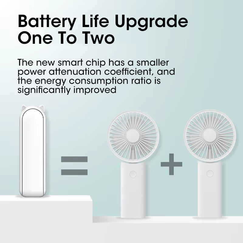 2000Mah Mini Portable Fan USB Rechargeable Cooler Collapsible Handheld Desktop Fan Quiet Foldable Office Home Handy Power Bank